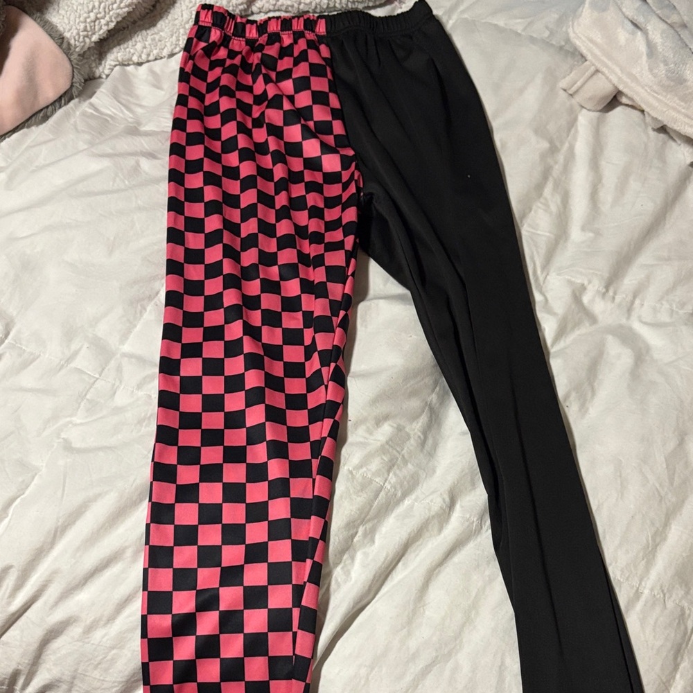Kids Checkered Black and Pink Pants